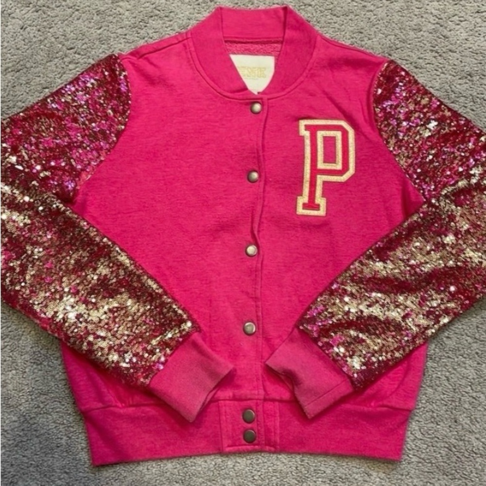 Rare Vs Pink Reversible Flip Sequin Bling Jacket - image 3